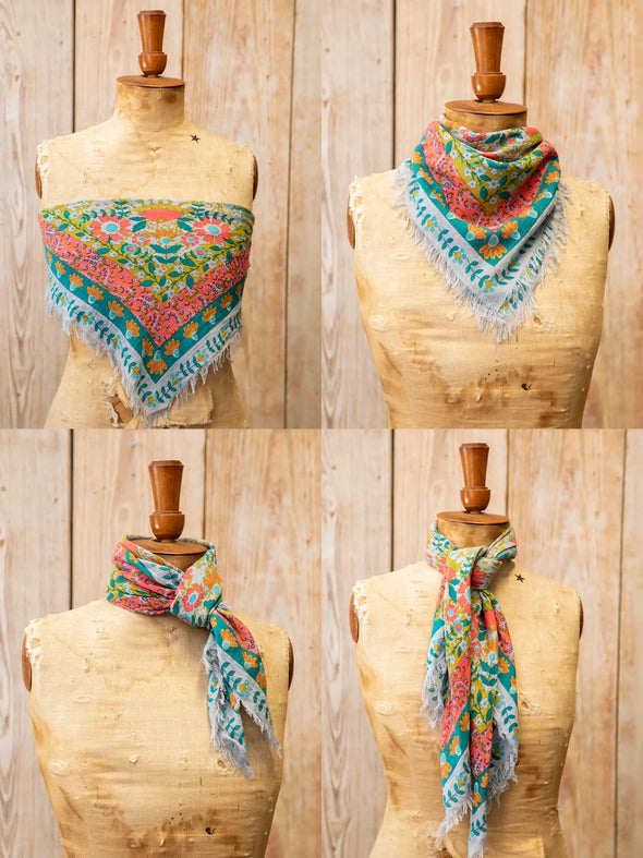 4-in-1 Scarf - Pink Teal Mandala