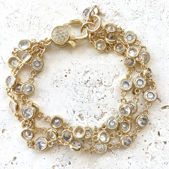 Triple layered crystal bracelet boutique salon jewelry spa
