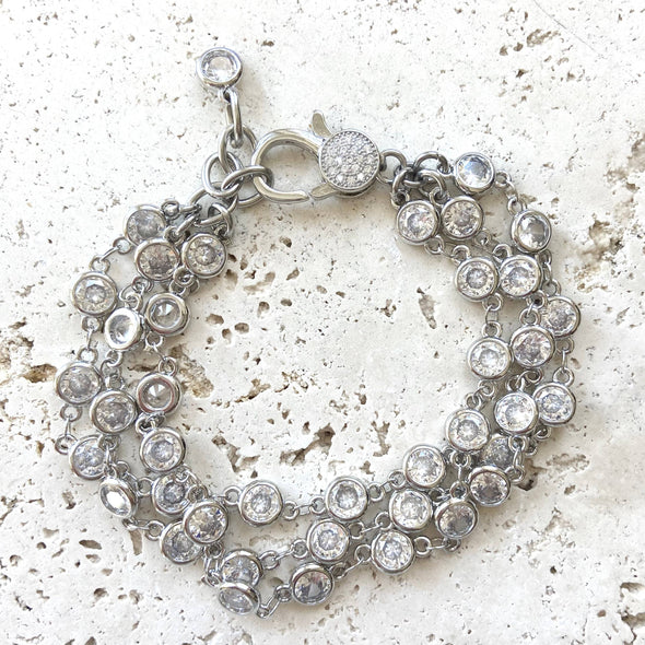 Triple layered crystal bracelet boutique salon jewelry spa