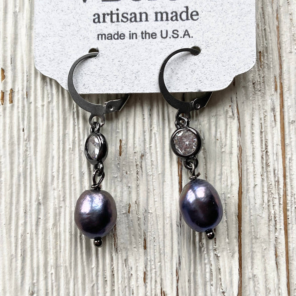 Fresh water pearl earrings boutique salon edgy glam jewelry