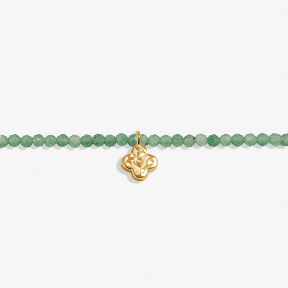 Mini Charms Aventurine Clover Bracelet In Silver Plating