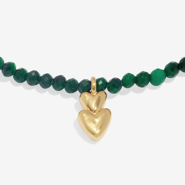 Mini Charms Malachite Double Heart Bracelet In Gold-Tone Plating