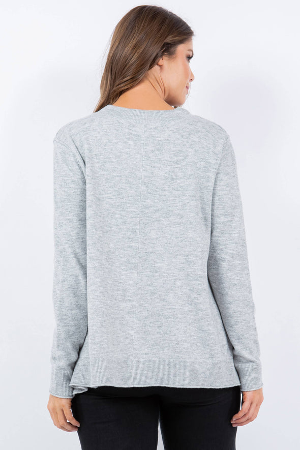Notched Button-Up Cardigan