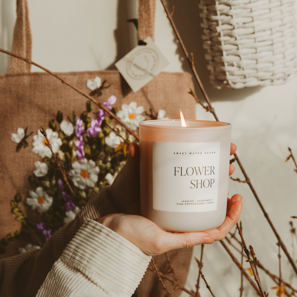 Flower Shop 15 oz Soy Candle, Matte Jar - Home Decor & Gifts