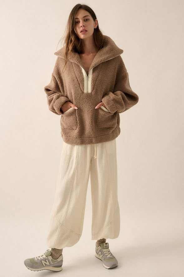 Espresso Sherpa Fleece Half-Zip Pullover