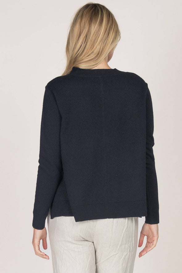 Notched Button-Up Cardigan