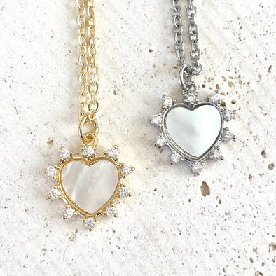Heart love spike pearl necklace