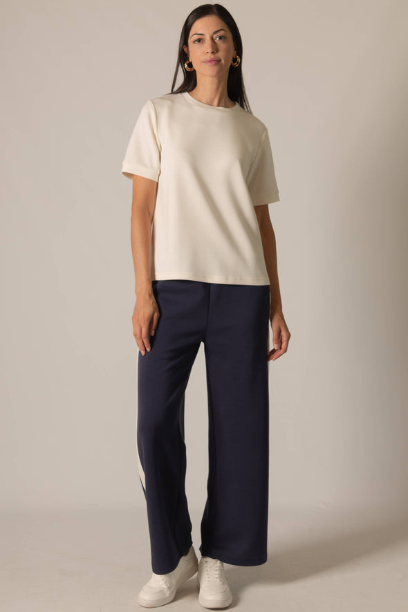 P. CILL Butter Modal Side Stripe Wide Leg Pants