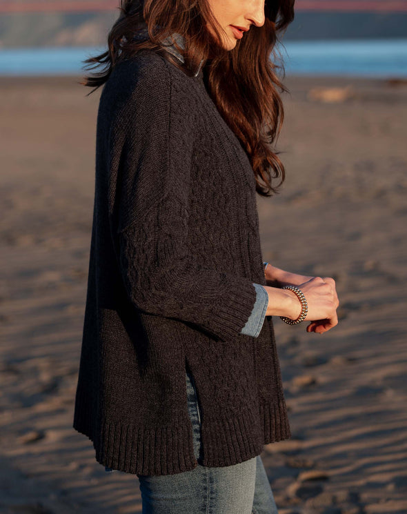 Cotswold Cable-Knit Sweater in Charcoal