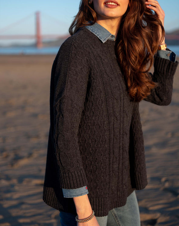 Cotswold Cable-Knit Sweater in Charcoal