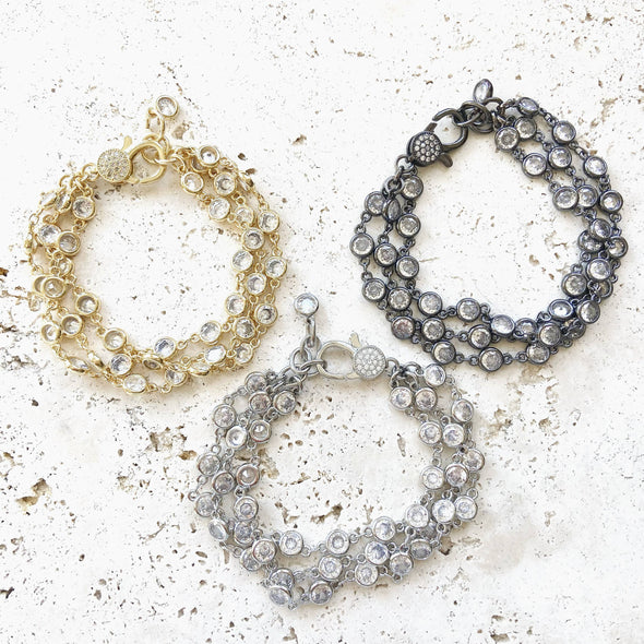 Triple layered crystal bracelet boutique salon jewelry spa