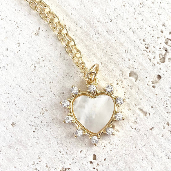 Heart love spike pearl necklace