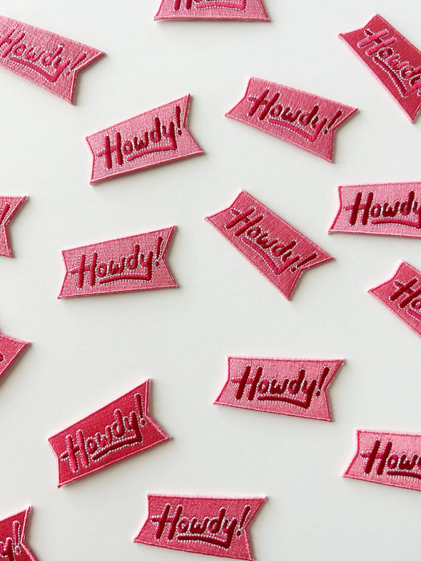 Howdy Embroidered Pink Patch