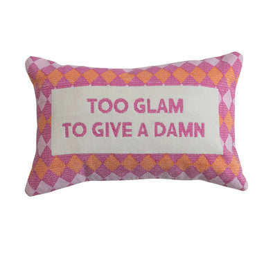 Cotton Velvet Embroidered Lumbar Pillow with Geometric Pattern