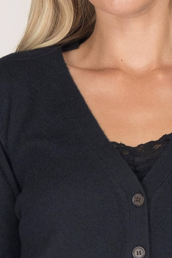 Notched Button-Up Cardigan