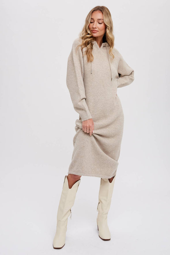 Oatmeal Hoodie Sweater Dress
