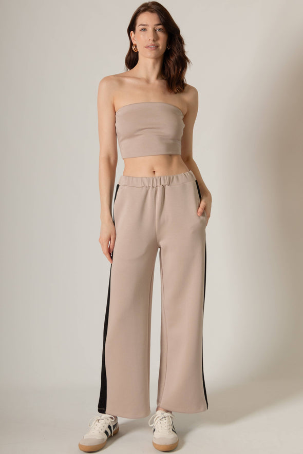 P. CILL Butter Modal Side Stripe Wide Leg Pants
