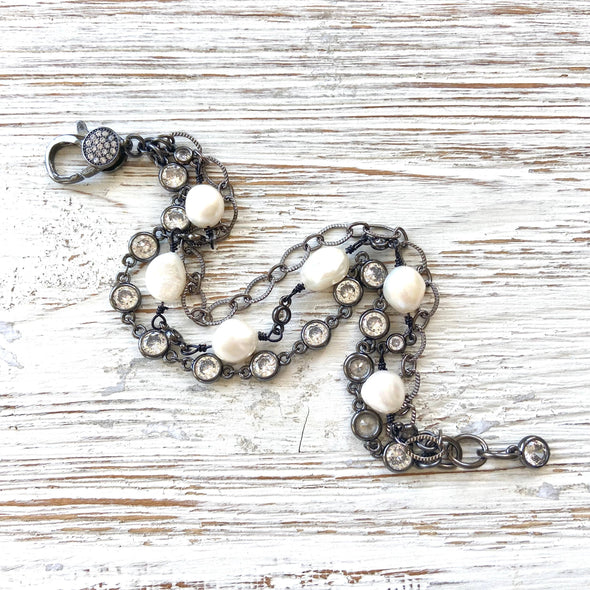 Fresh water pearl triple layer bracelets boutique salon ocea