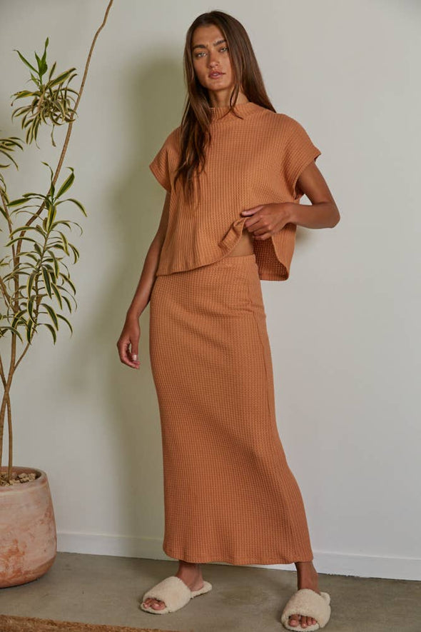 Pumpkin Thermal Mock Neck Sleeveless Top