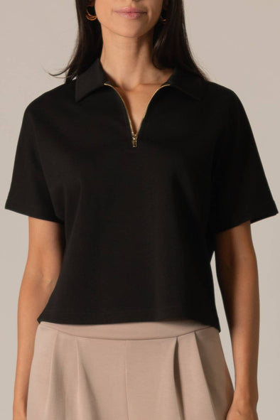 P. CILL Butter Modal Short Sleeve Quarter Zip Top