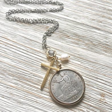 American coin long necklace