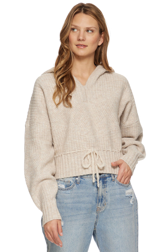 Brantley Sweater Hoodie In Cream